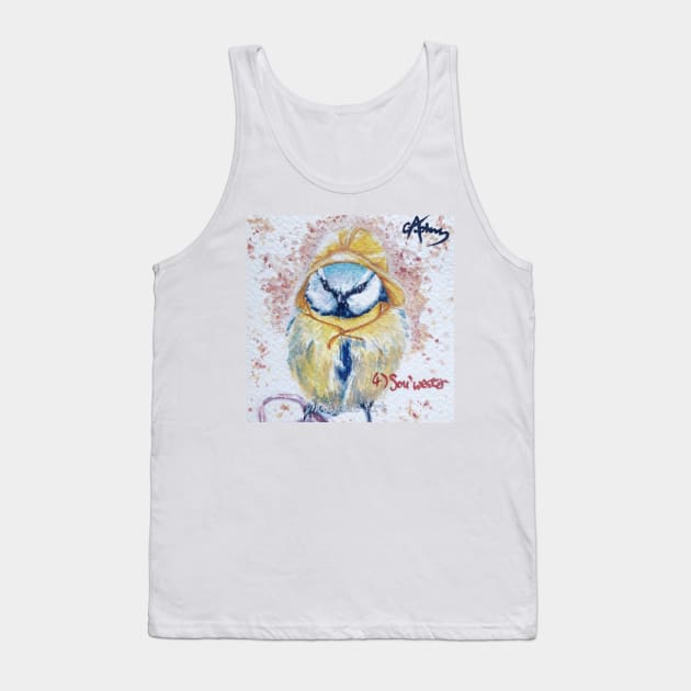 Watercolour Blue Tit Bird Painting Tank Top by Athene Art